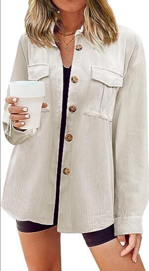 Damen Cordhemdjacke mit doppelter Brusttasche Drune