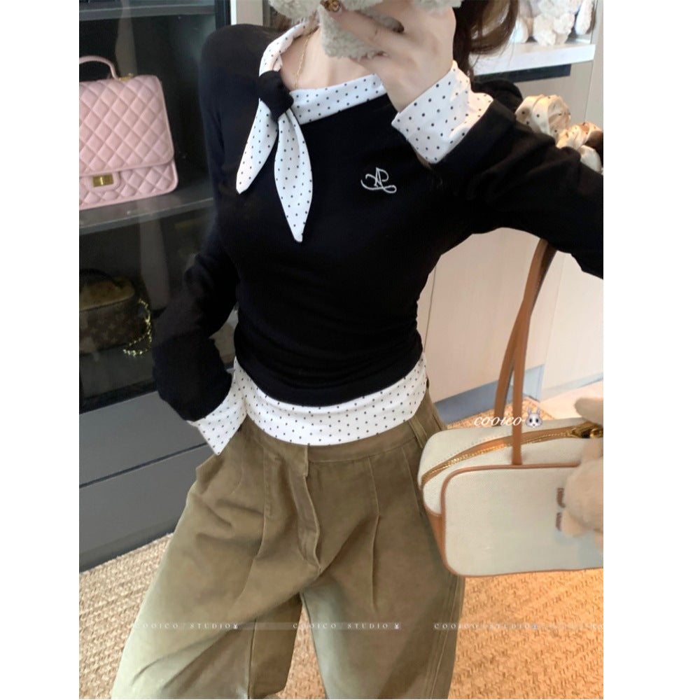 Damen Langarmshirt mit schickem Kragen und modischem Design Drune