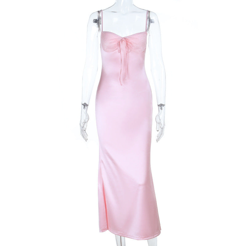 Damen Satin Maxikleid mit verführerischem Wickeldesign Drune