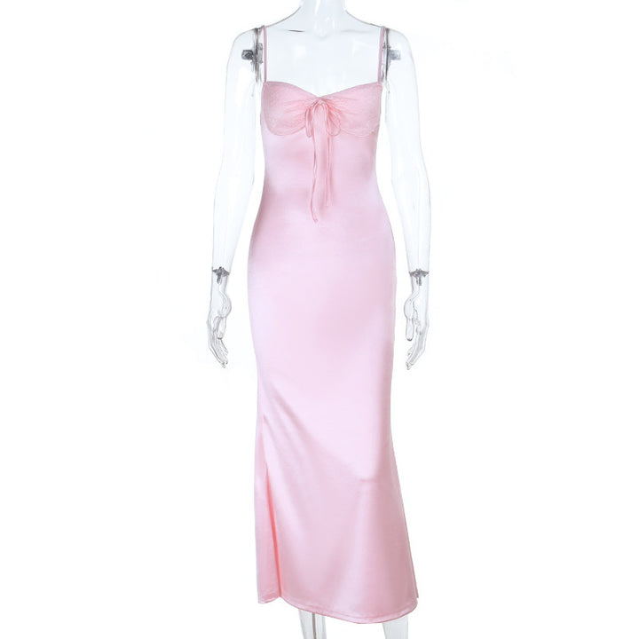 Damen Satin Maxikleid mit verführerischem Wickeldesign Drune
