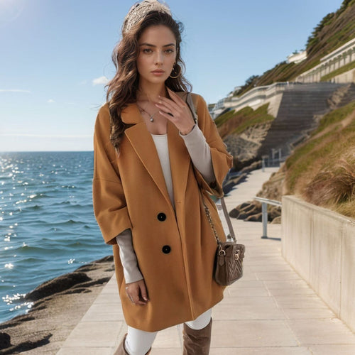 Damen eleganter Oversized-Mantel mitreißendem Schnitt Drune