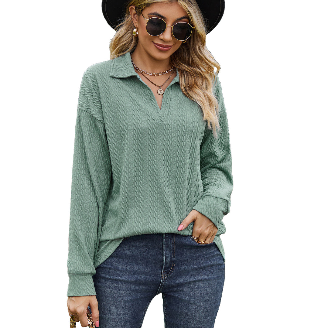 Damen lässiger Pullover mit strukturiertem Kabelmuster Drune