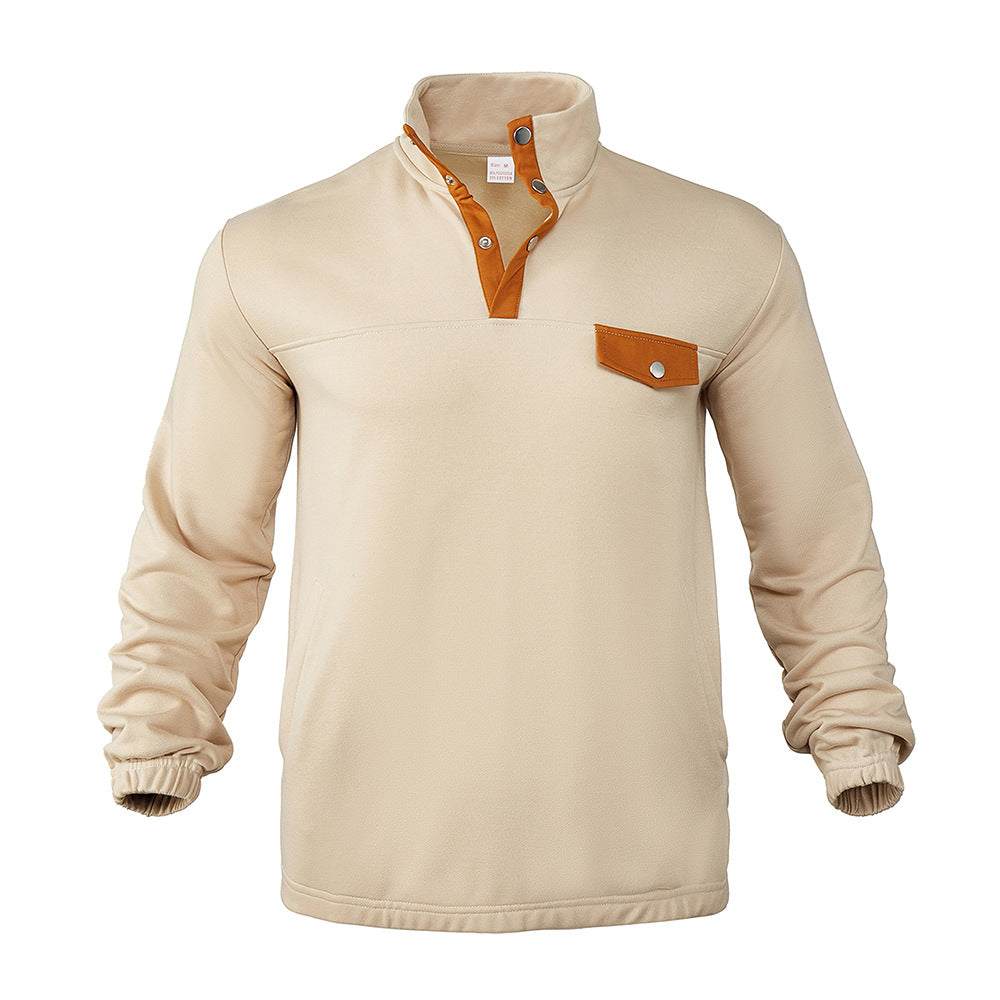 Herren modisches Sweatshirt mit Kragen und Lederdetails Drune