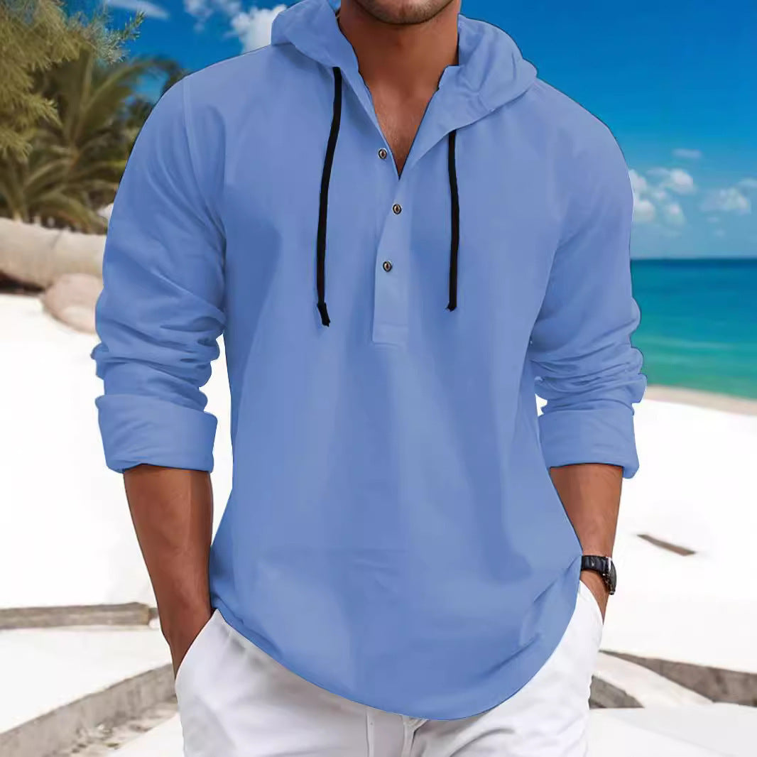 Herren Kapuzenpullover mit modischem Knopfdruck und lässigem Schnitt Drune