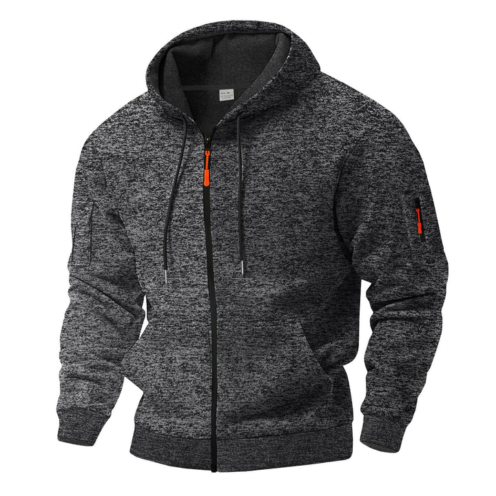 Herren sportlicher Kapuzenpullover mit atmungsaktiver Struktur und farblich abgesetzten Reißverschluss-Details Drune
