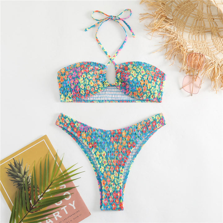 Damen Bikini-Set mit fröhlichem Wickeldesign und elastischem Bund Drune