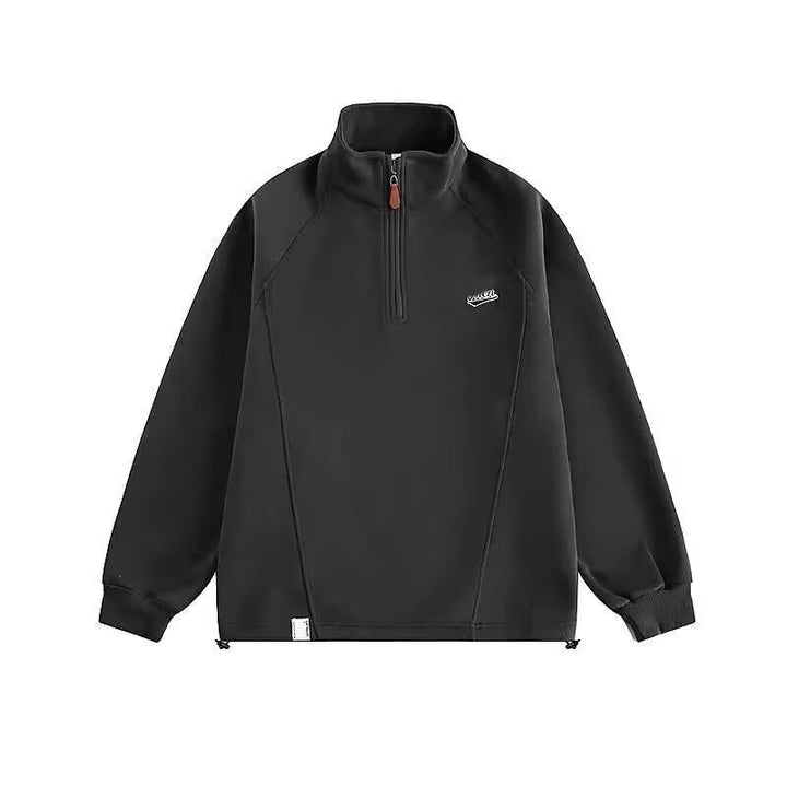 Herren leichter Stehkragen Fleece-Pullover mit halbem Reißverschluss Drune