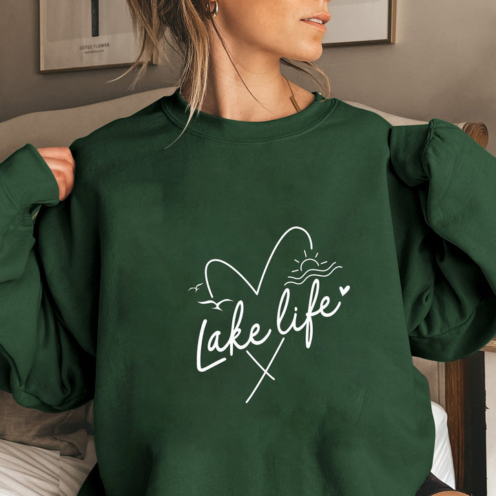 Damen Sweatshirt mit verkürzten Ärmeln und Herzmotiv Drune