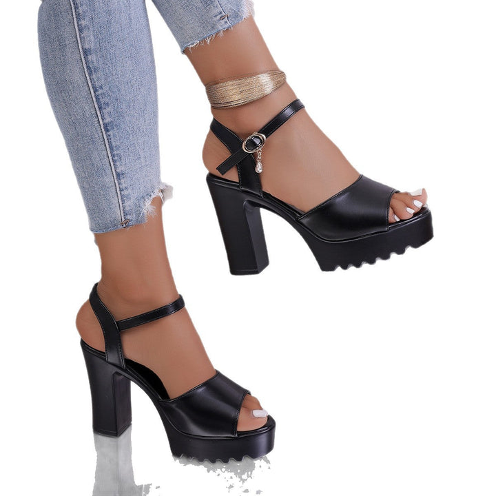 Damen Plateau-High-Heels mit verstellbarem Riemendesign und komfortablem Blockabsatz Drune