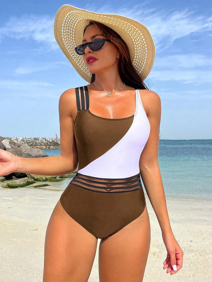 Damen Sportlicher Einteiler Badeanzug mit innovativem Schnitt Drune