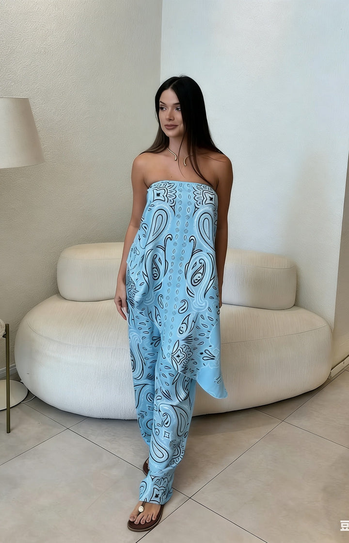 Damen lässiger Jumpsuit mit weitem Schnitt und stylischem Muster Drune