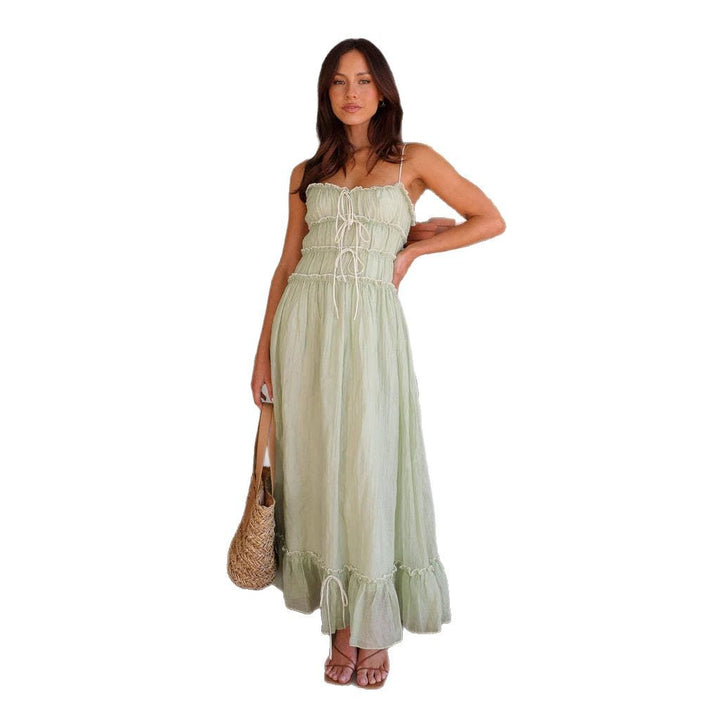 Damen Maxikleid mit Rüschendetails und verstellbaren Trägern Drune