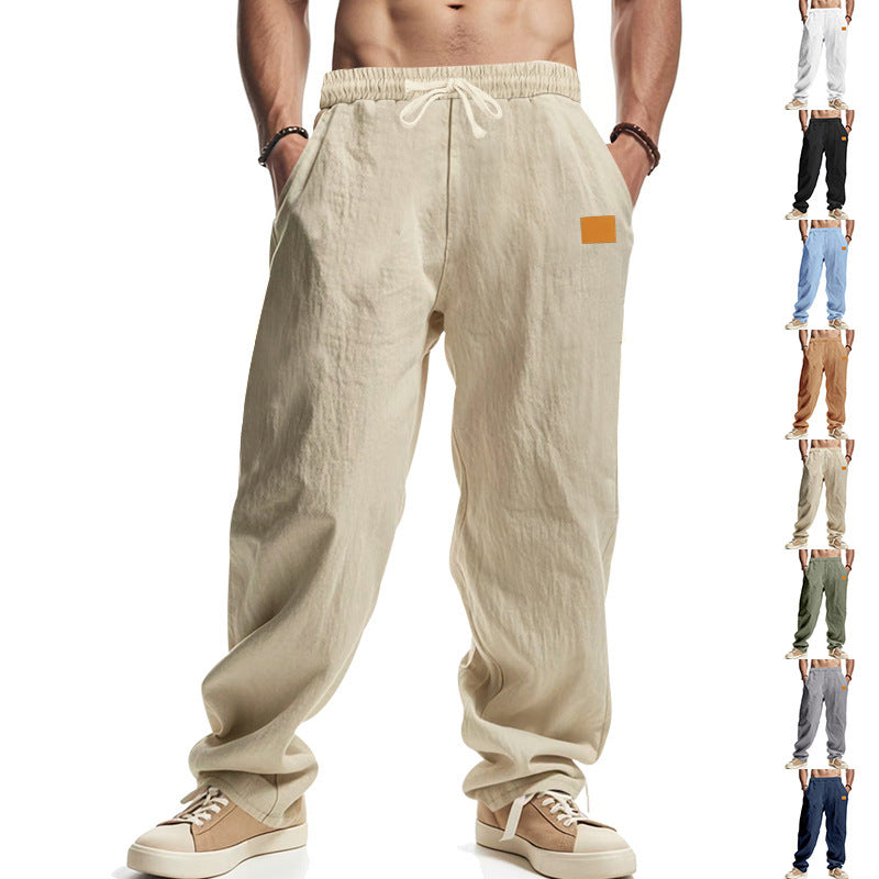 Herren lässige Leinen-Hose mit elastischem Bund und praktischen Taschen Drune