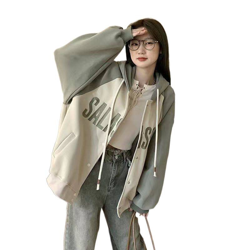 Damen Sportliche Kapuzenjacke mit lässigem Schnitt und auffälligem Schriftzug Drune