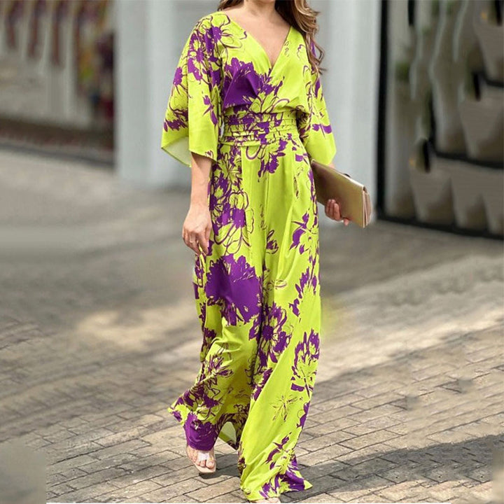 Damen Jumpsuit mit floralem Design und voluminösen Ärmeln Drune