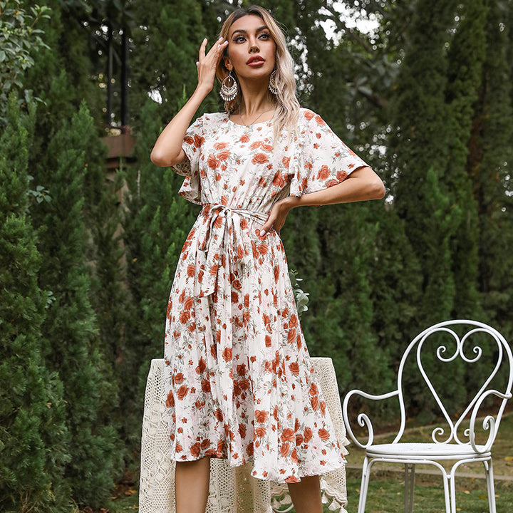 Damen Sommerliches Wickelkleid mit floralem Design und Taillengurt Drune