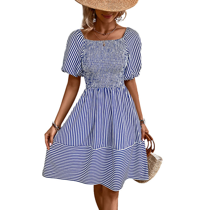 Damen Freizeitkleid mit gerafftem Oberteil und voluminösen Ärmeln Drune