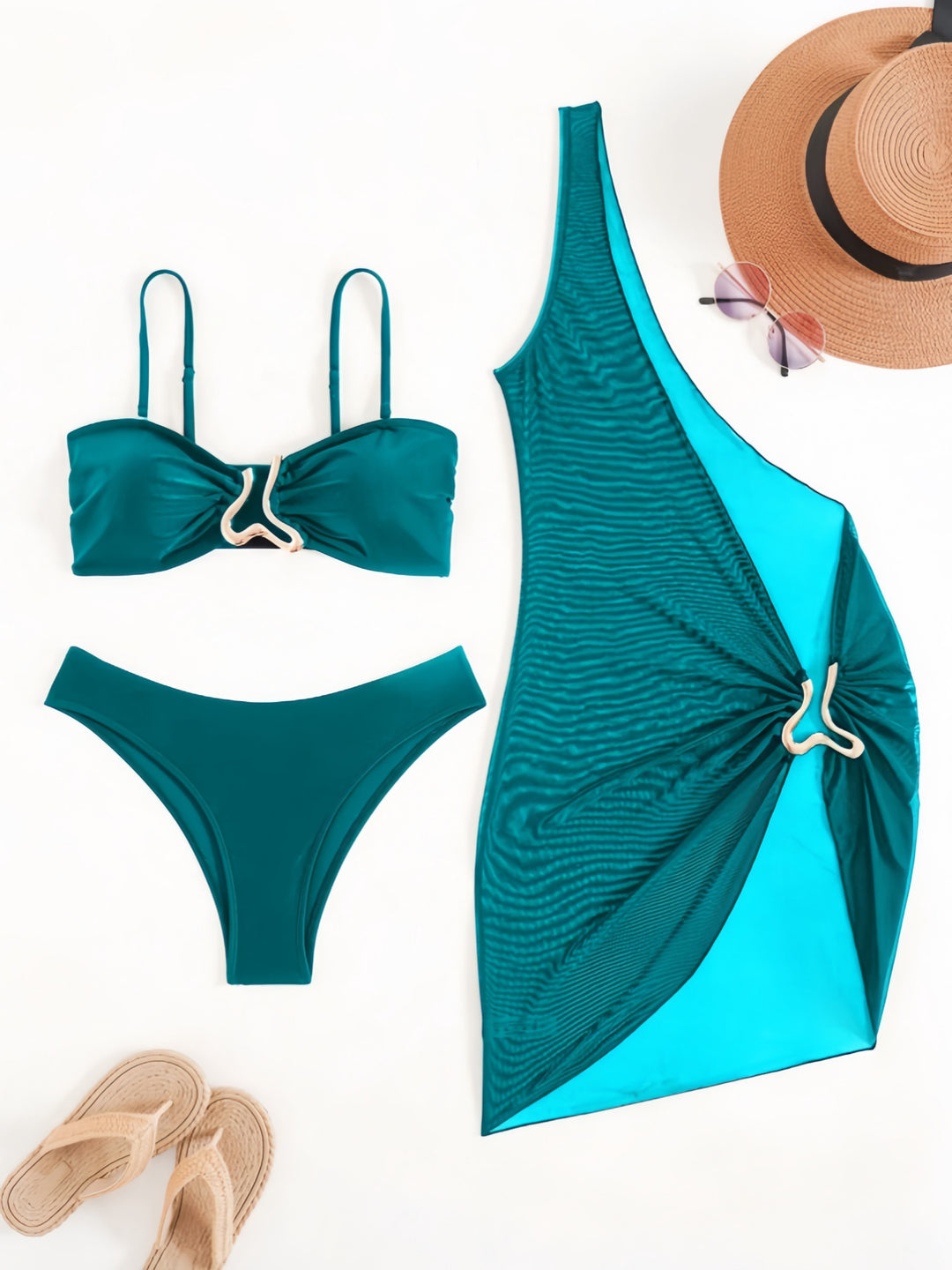 Damen Bikini-Set mit modernem Wickelrock und elastischem Oberteil Drune