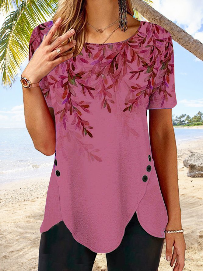 Damen Elegantes Tunika-Oberteil mit asymmetrischem Saum und Knopfdetails Drune