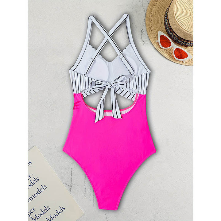 Damen Einteiliger Badeanzug mit elegantem Wickelschnitt Drune