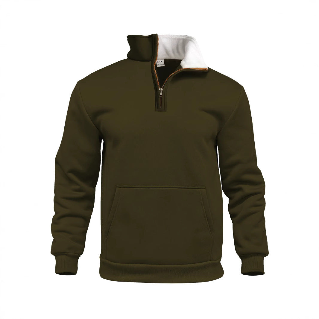 Herren sportlicher Kapuzenpullover mit halbem Reißverschluss und praktischer Kängurutasche Drune