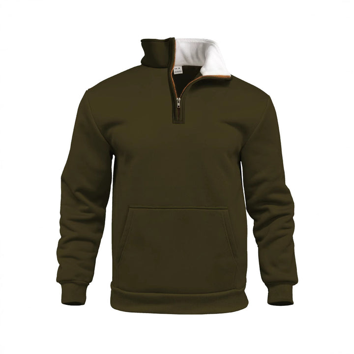 Herren sportlicher Kapuzenpullover mit halbem Reißverschluss und praktischer Kängurutasche Drune
