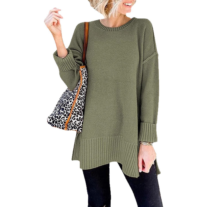 Damen lässiger Pullover mit asymmetrischem Saum und strukturiertem Rippdesign Drune