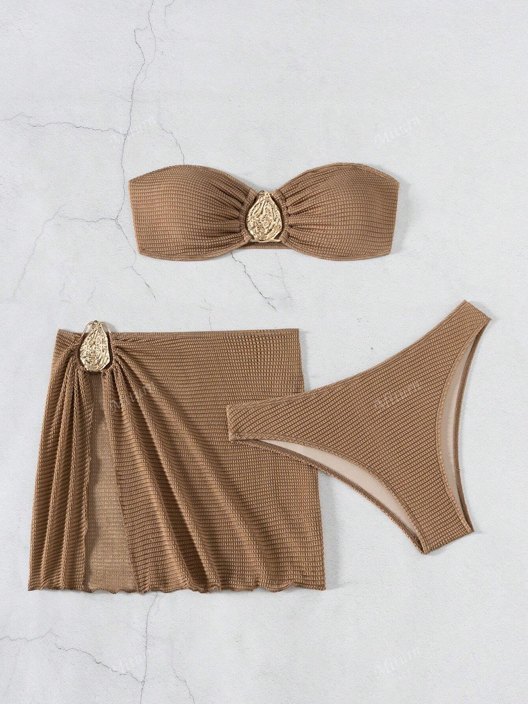 Damen Bandeau-Bikini-Set mit dekorativem Wickelrock Drune