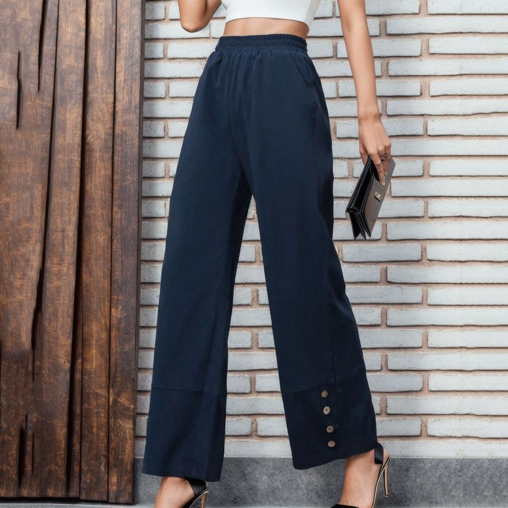 Damen Weite Culotte mit modischen Knopfdetails Drune