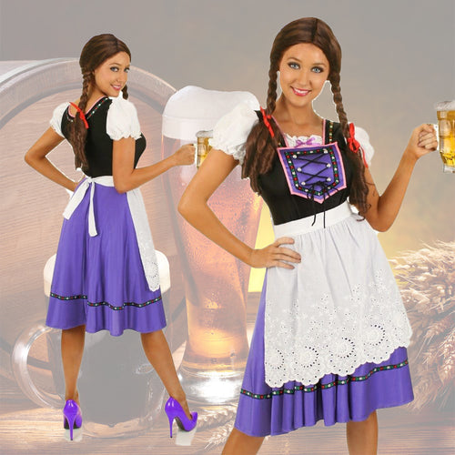 Damen nan traditionelles Dirndlkleid mit bestickter Schürze und Schnürmieder Drune
