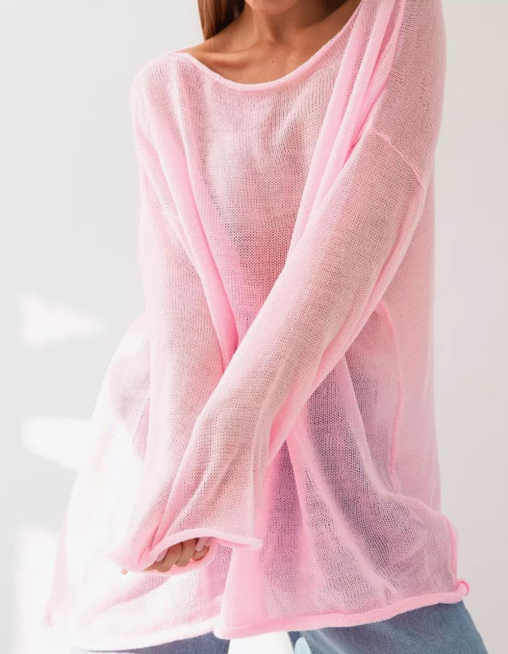 Damen luftiger Oversize-Strickpullover mit weitem Schnitt und transparentem Gewebe Drune