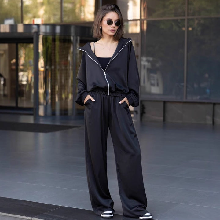 Damen modisches entspannendes Lounge-Set mit weitem Oberteil und bequemen Hosen Drune