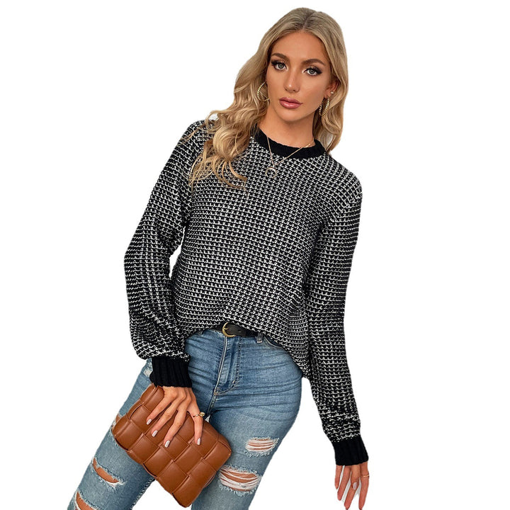 Damen Strickpullover mit modernem Rautenmuster und fledermausförmigen Ärmeln Drune