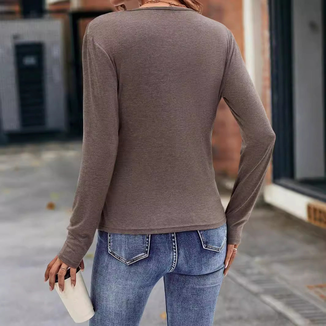 Damen Wickeltop aus weichem Jersey mit figurbetonendem Schnitt Drune