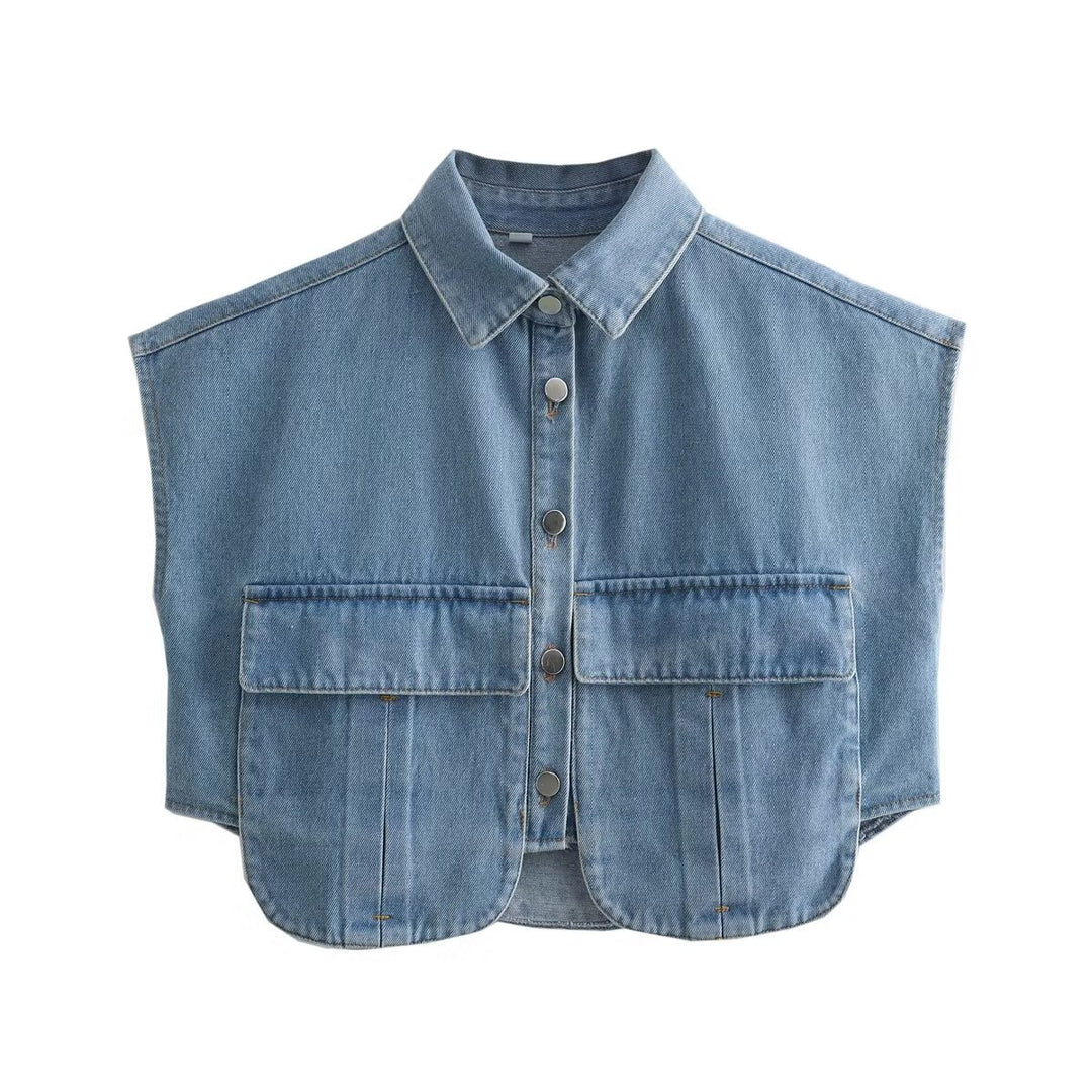 Damen ärmellose Utility-Bluse mit Taschen Drune
