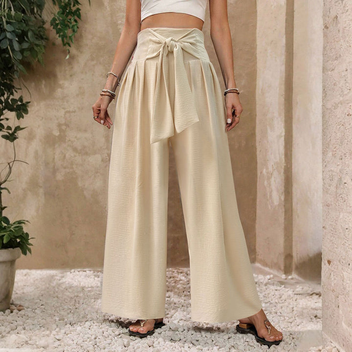 Damen Palazzo-Hosen mit hoch tailliertem Bund und Bogen-Wickeldetails Drune