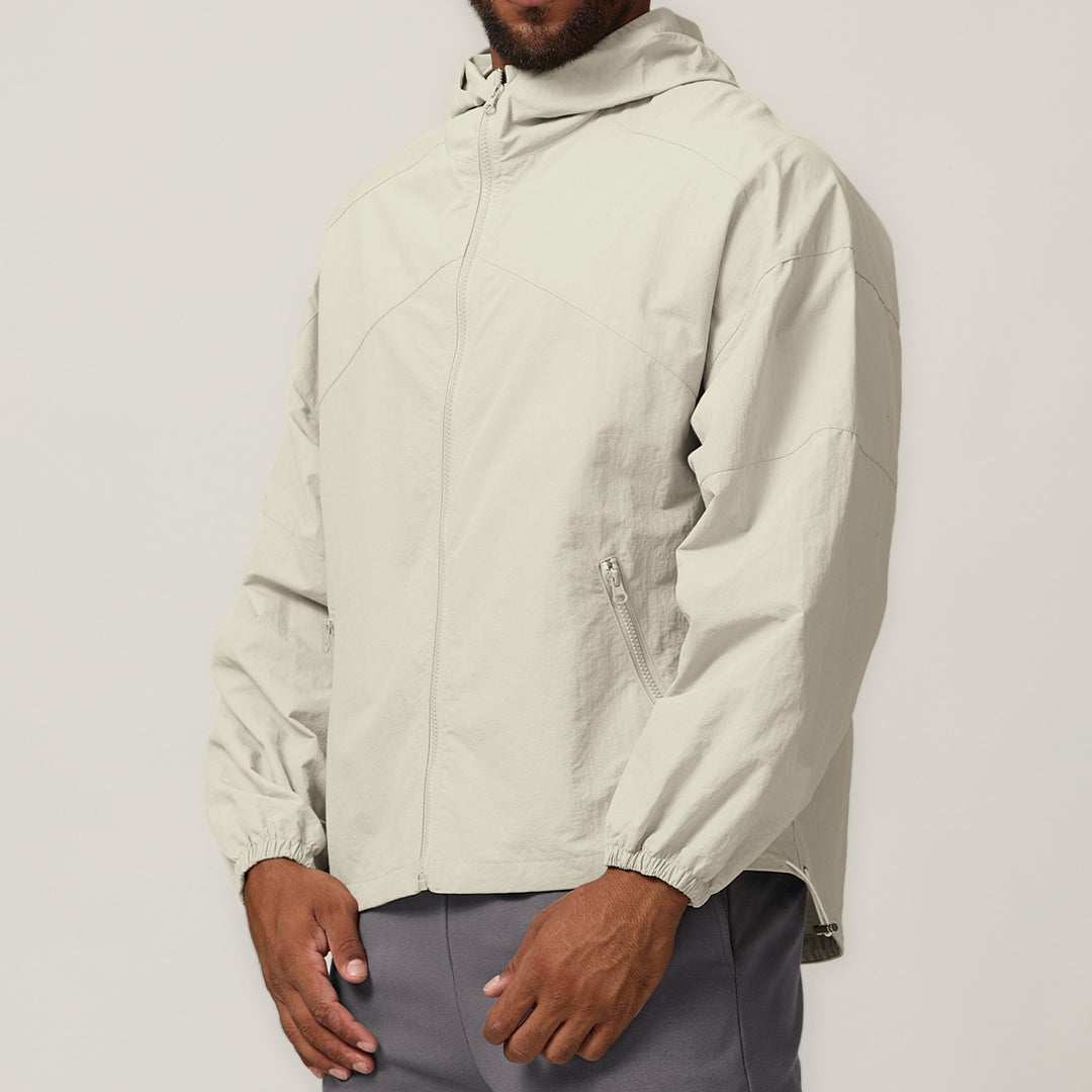 Herren Leichte Windjacke mit regulierbarem Kragen und seitlichen Reißverschlusstaschen Drune