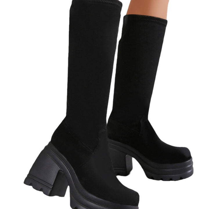 Damen Overknee-Stiefel mit robustem Plateau und komfortablem Innenfutter Drune
