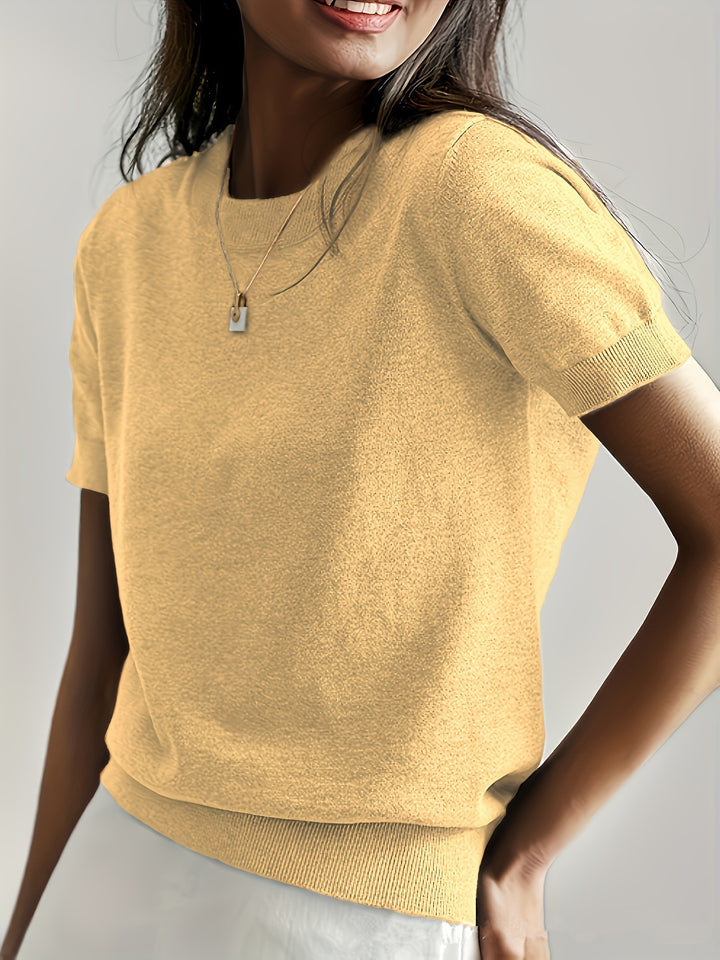 Damen Feinstrickpullover mit kurzarmiger Silhouette und weich fließendem Material Drune