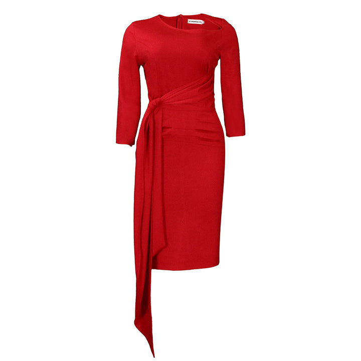 Damen Etuikleid mit eleganter Drapierung und asymmetrischem Saum Drune