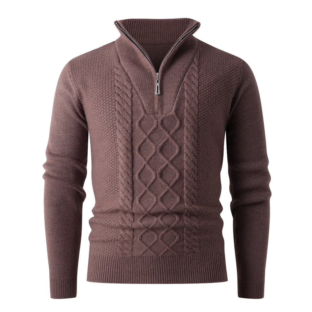 Herren Eleganter Strickpullover mit hohem Kragen und Reißverschluss Drune
