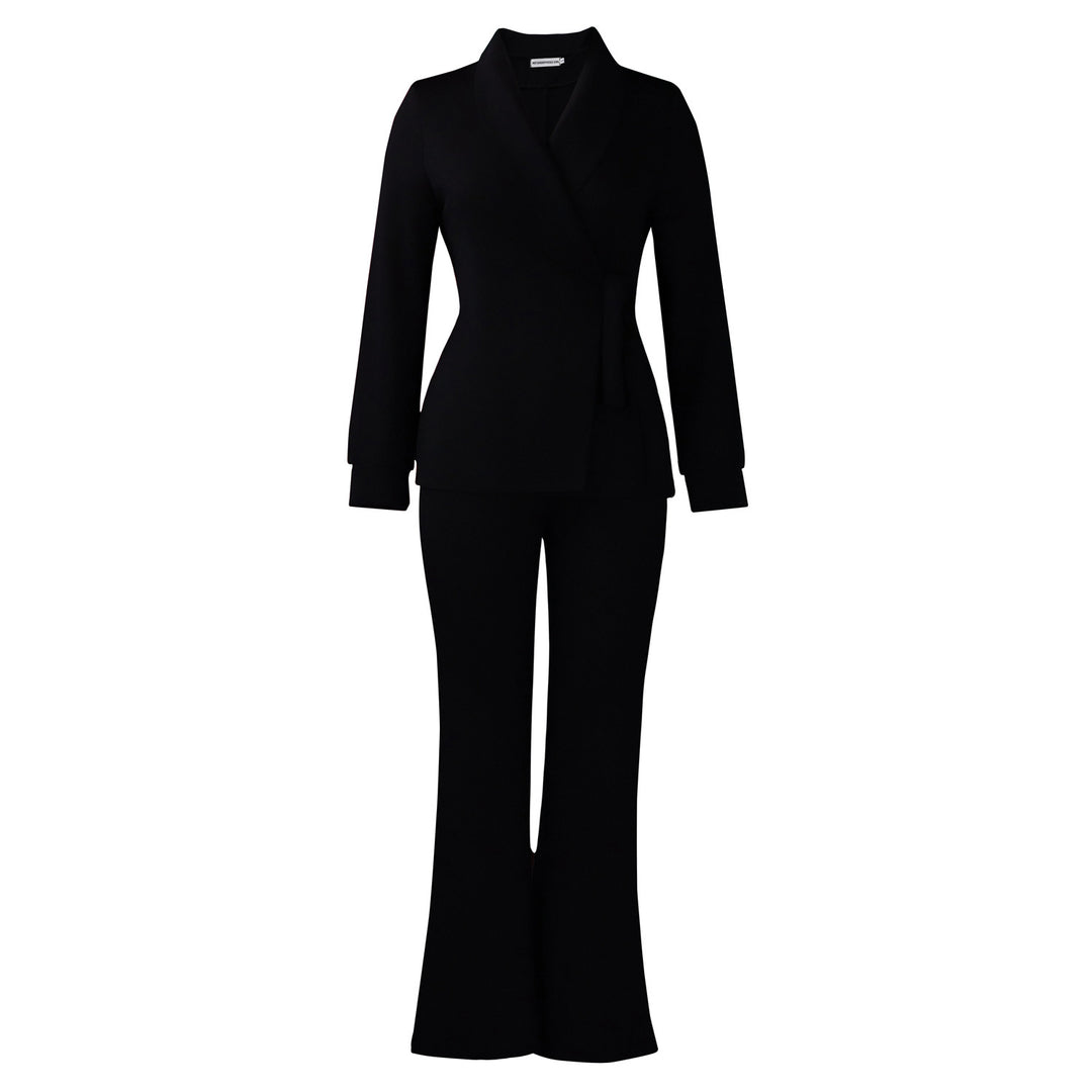 Damen elegantes Blazer-Set mit weitem Bein und modischem Gürtel Drune