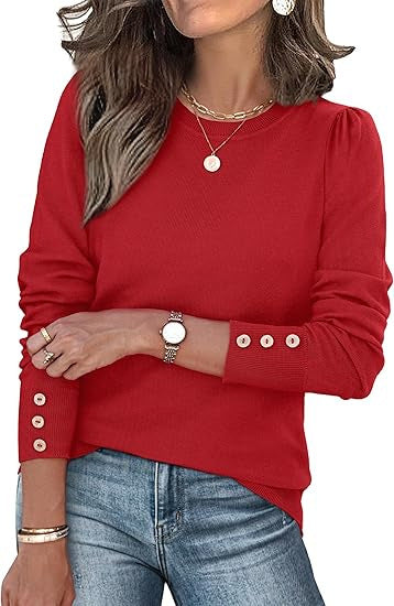 Damen lässiger Pullover mit Knopfdetails Drune