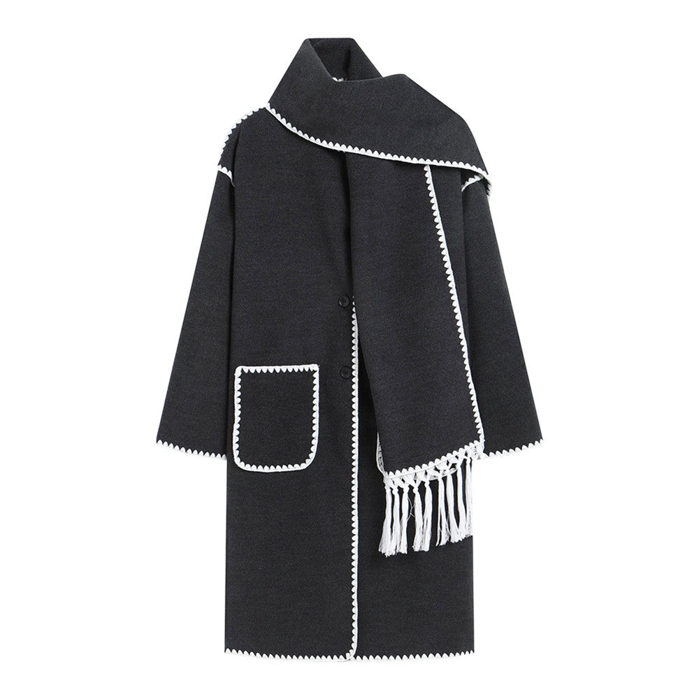 Damen eleganter Übergangsmantel mit Fransenverzierungen Drune