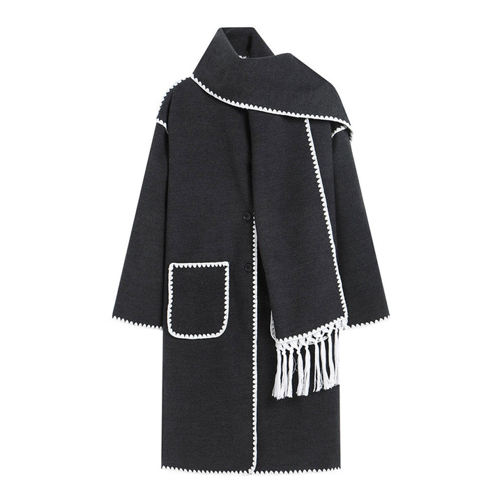 Damen eleganter Übergangsmantel mit Fransenverzierungen Drune