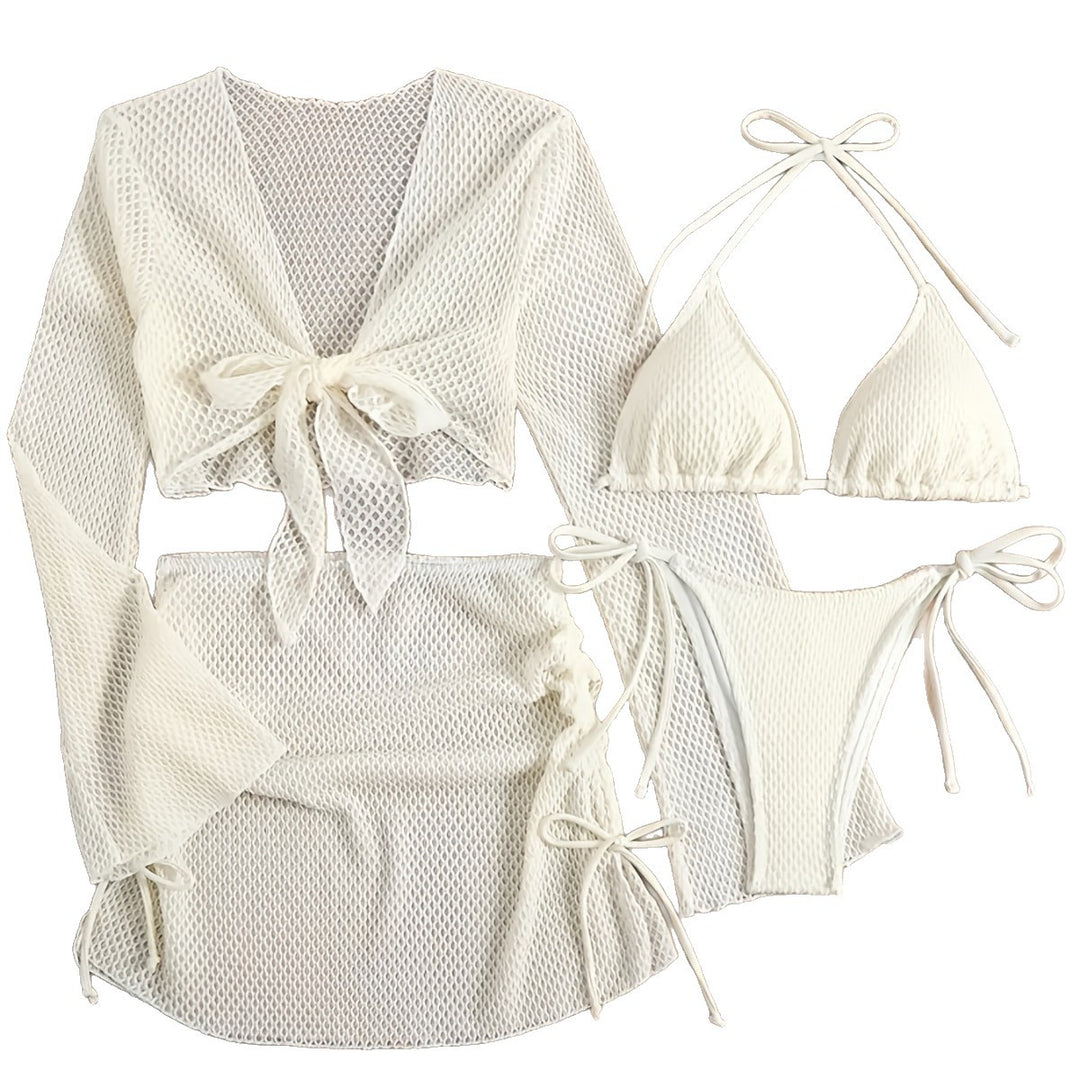 Damen luftiger Netz-Bikini mit sportlichem Cover-Up Drune