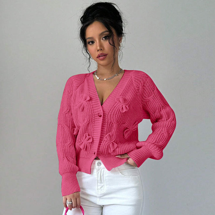Damen Strickjacke mit floralem Reliefdesign und knopfbaren Details Drune