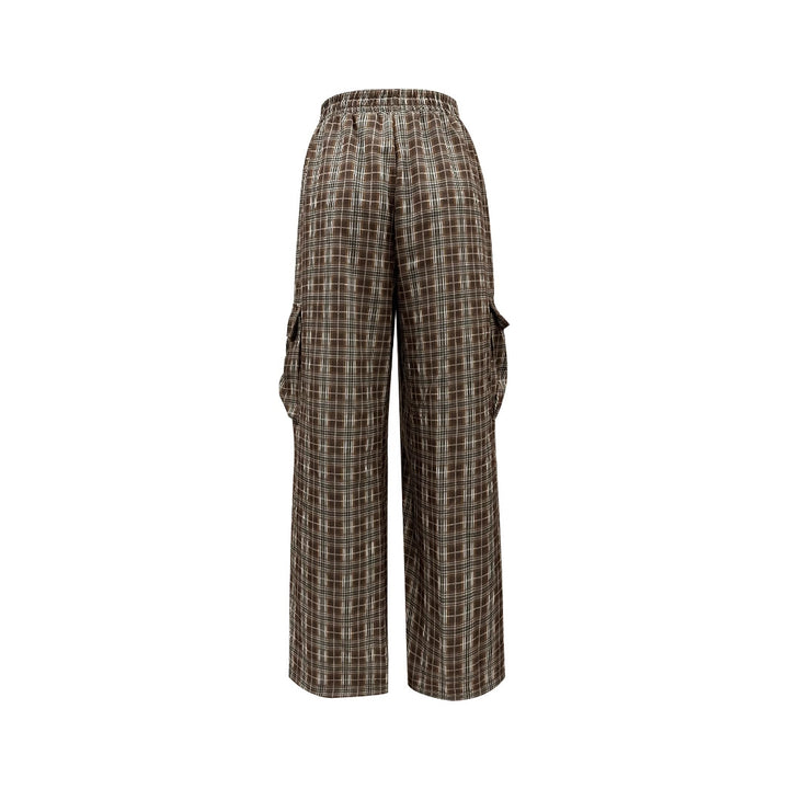 Damen Cargo-Hosen mit weitem Bein und modischem Karomuster Drune