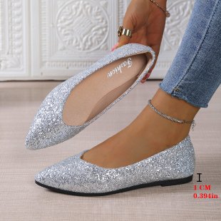 Damen Glitzernde Ballerinas mit spitzem Zehenbereich Drune