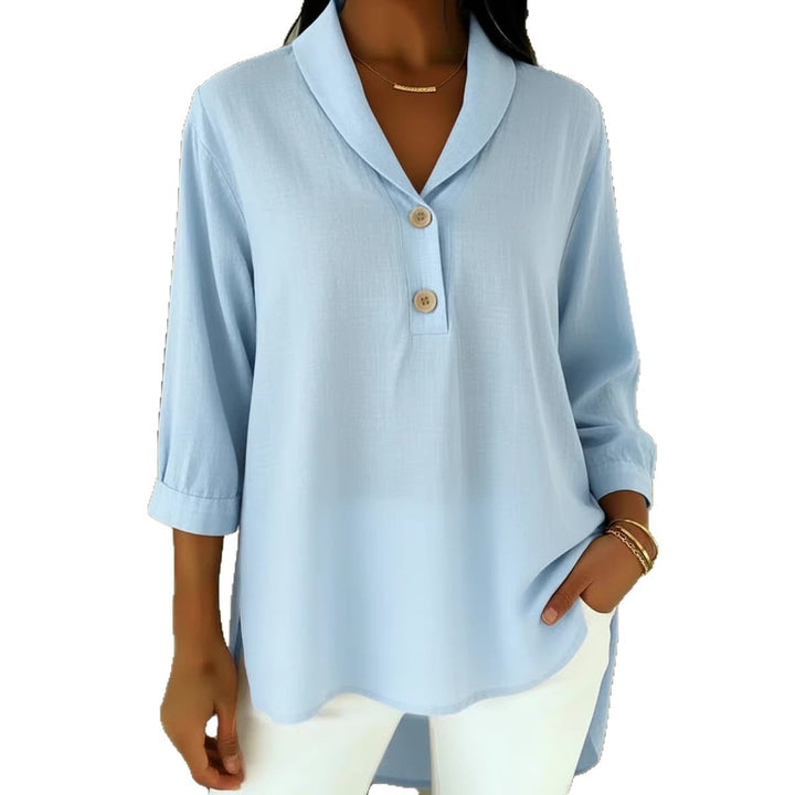 Damen Elegantes Hemd mit modernem Kragen und Knopfdetails Drune